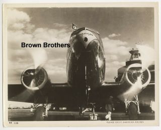 Vintage 1940s Aviation American Airlines Jet Plane Twin Engine Photo - Bb