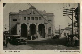 Colombia Rppc Barranquilla Municipal Theater Real Photo Post Card Vintage