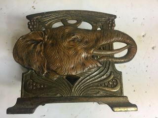 Antique Vintage Bronze - Brass Metal Art Nouveau Elephant Letter - Napkin Holder