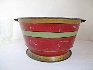 Antique Country French Red And Gold Striped Basin