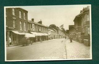 Winslow,  High St With H Higgs Shop & Motor Car,  Vintage Postcard