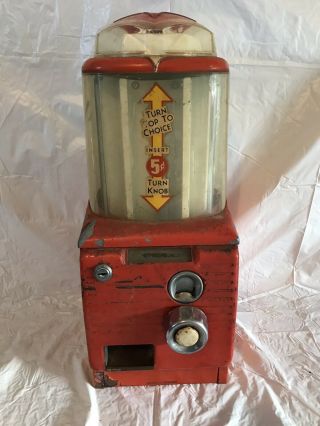Vintage Northwestern 5 Cent Gum Candy Gumball Machine No Key Parts Only Turn Top