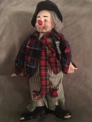 Porcelain Hobo Clown Doll With Cigar