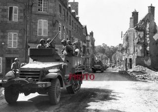 Ww2 Guerre Photo Airborne Inspect Krieg 1944 Normandie Militaire Tank 18 X 13