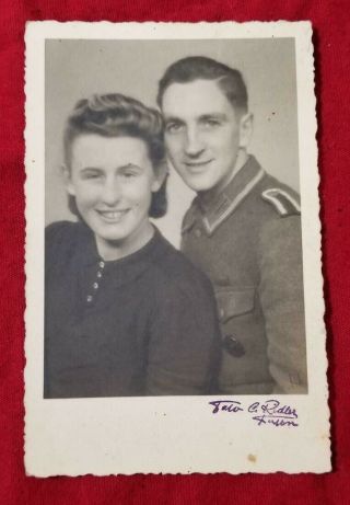 Wwii Ww2 German Army Soldiers Military Sweethearts Photo Photograph Postcard