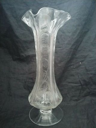 Engraved English Intaglio Cut Glass Vase Webb Or Stevens & Williams 12 "