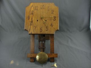 Antique Quarter Sawn Oak Arts Crafts Mission Style Wall National Clock Company