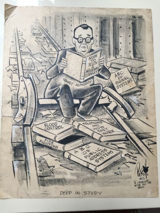 Famous Cartoon Artist John Pierotti Rare Signed And Dedicated “deep In Study”