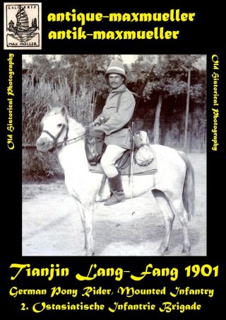 China Tianjin Lang - Fang Barracks German Pony Rider Mounted Infantry Orig ≈ 1901