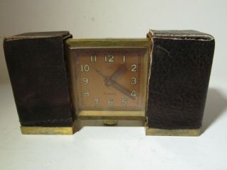 Rare Vintage E Gubelin Lucerne Travel Desk Alarm Clock Leather Case Parts Repair