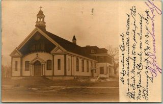 1907 Chicago Illinois Rppc Photo Postcard (old) St.  Ignatius Church Street View