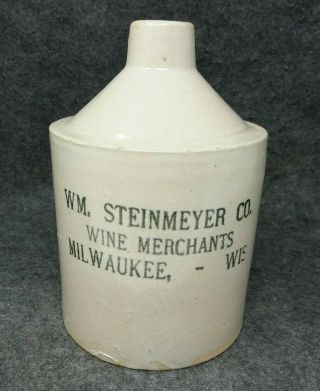 Antique Wm.  Steinmeyer Co.  Wine Merchants Stoneware Jug Milwaukee Wisconsin