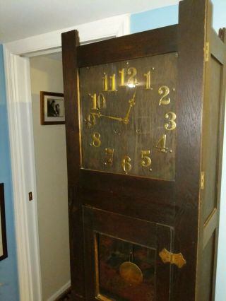 Antique Arts And Crafts Mission Oak,  Standing Case Clock
