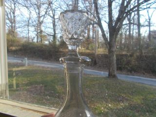 1840s EARLY PONTILED 3 PC MOLD FLINT GLASS DECANTER DIAMOND HOBNAIL WITH STOPPER 3