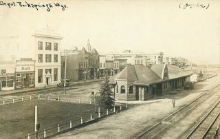Rock Springs Wyoming Railroad Depot Old Real Photo Postcard View