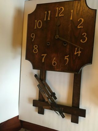 Vintage Gilbert Mdl 55 - D Mission Wall Clock Arts Crafts Era Oak 8 Day