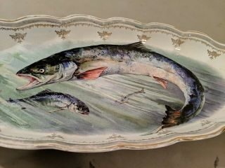 Vintage Antique Rare Sterling China Fish Trout Plate Serving Platter