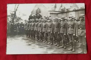 Wwii Ww2 German Army Steel Helmet Soldiers Military Photo Photograph Postcard