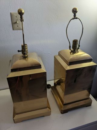 1970s 1979 Chapman Brass Square Table Lamps 10 " X 10 " X 26 "