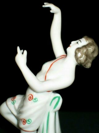Antique German Art Deco Galluba Hoffman Lady Dancer Flapper Porcelain Figurine