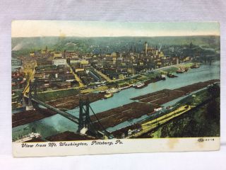 Vtg Postcard Illustrated Post Card View From Mt Washington Pittsburg Pa