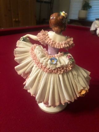 Antique Dresden Lace Volkstedt Porcelain Figurine Rare 9 in 2