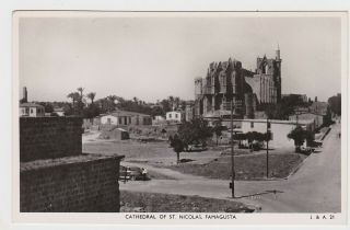 Old Real Photo Card St Nicolas Cathedral Famagusta Cyprus Around 1950