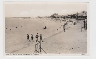 Old Real Photo Card Famagusta Beach Cyprus Around 1955 - 1