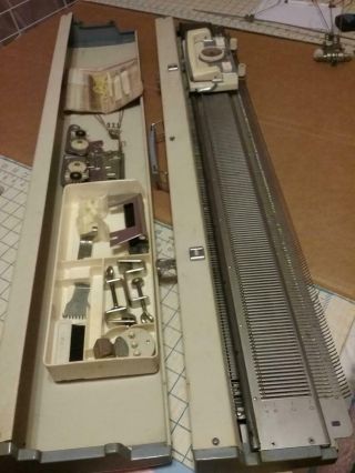 Silver Reed Knitting Machine W/some Tools In.  Vintage 1965