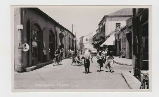 Old Card Real Photo Card Busy Street Scene Famagusta Cyprus Around 1955
