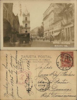 Colombia 1934 Rppc Bogota Hotel Granada Real Photo Post Card 2c Stamp Vintage