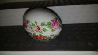 Limoges France Egg Shaped Trinket Box Rochard Flowers No Box