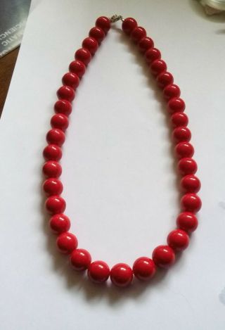 Vintage Natural Red Coral Necklace With Huge Beads 12.  2 Mm
