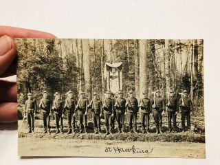 Vintage Rppc Real Photo Hawkins Wi Logging Camp Postcard Lumberjacks