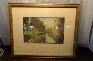 Wallace Nutting The Nashua Asleep Framed Hand Colored Photograph Signed S - 1516