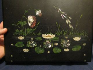 Antique Hand Painted,  Mother Of Pearl Lap Desk