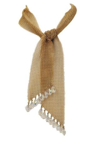 Vintage Signed Napier Mesh Ab Beads Runway Statement Fringe Necklace
