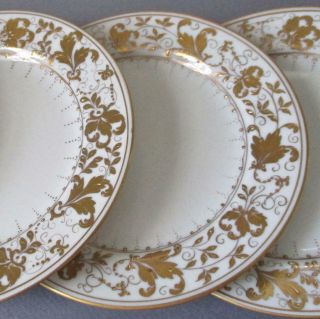 4 Vintage Le Tallec Paris Porcelain 6 " Bread Plates Marin In Gold W Gilt Paste