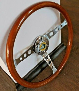 Steering Wheel Lotus Vintage Wood Chrome Polyshed Classic Elan Elite Europa