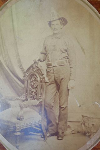 Antique Photo Of Fireman In Uniform 19th C -