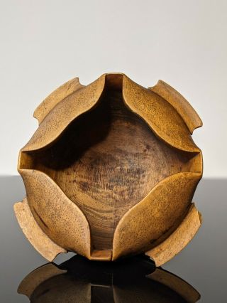 Antique Unusual Burl Bowl Treen Ware Carved Folk Art Aafa 19th C Americana
