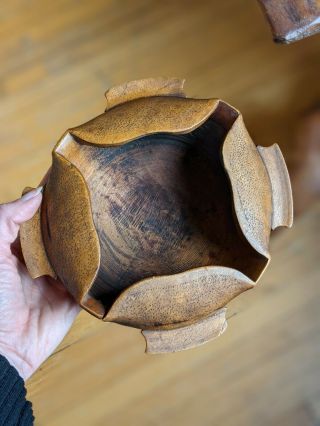 Antique Unusual Burl Bowl Treen Ware Carved Folk Art AAFA 19th C Americana 2