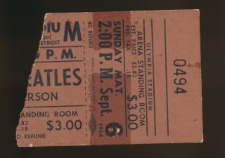 Beatles Vintage 1964 U.  S.  Ticket Stub For Their 