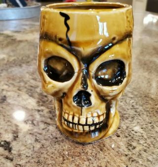Ceramic Skull Coffee Tea Mug Made In Japan Tiki,  Horror,  Goth Etc