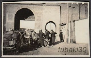 Fq13 China Shanxi Linfen 山西臨汾 1930s Photo Going Out From Castle Gate