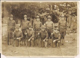 Vintage Military Photo Pre - World War One,  American Soldiers Posing With Guns.
