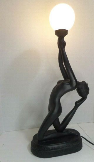Vintage 27 " Inch Art Deco Style Ebony Nude Woman Lamp