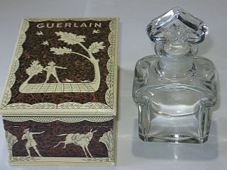 Vintage Guerlain Glass Baccarat Perfume Bottle/box Mitsouko 4 3/4 " - Open/empty
