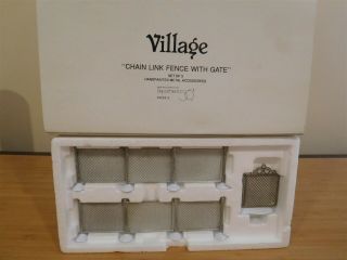 Dept 56 Village Accessories - Chain Link Fence With Gate - Set Of 3 -