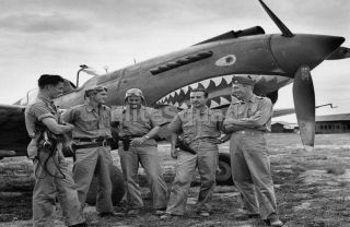 Ww2 Photo American Pilots Flying Tigers Curtiss P - 40 Tomahawk In Burma Wwii 103